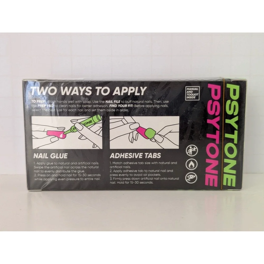 Psytone Runway Inspired Press On Nails Neutral Color, Glitter 3‎ Packs 24ct Kit